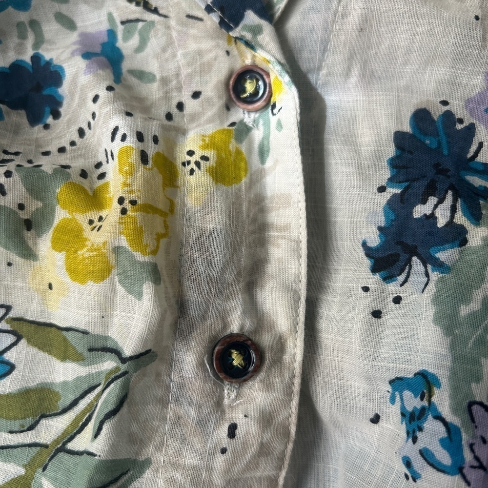 NWT Anthropologie Women’s Printed Surf Shirt in Blue Floral Motif Size XL - Picture 8 of 11